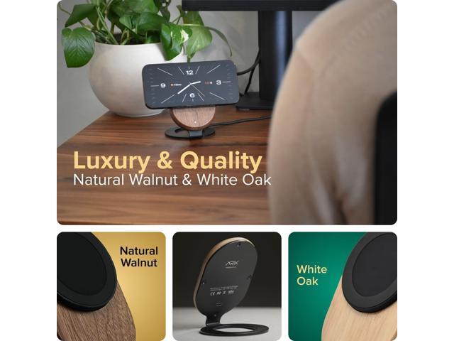 ARK Solid Wood MagSafe Stand Magnetic Wireless Charging Station w/Adapter & USB to USB C Cord 15W Wireless Charger. for iPhone 16/15/14/13/12 &...