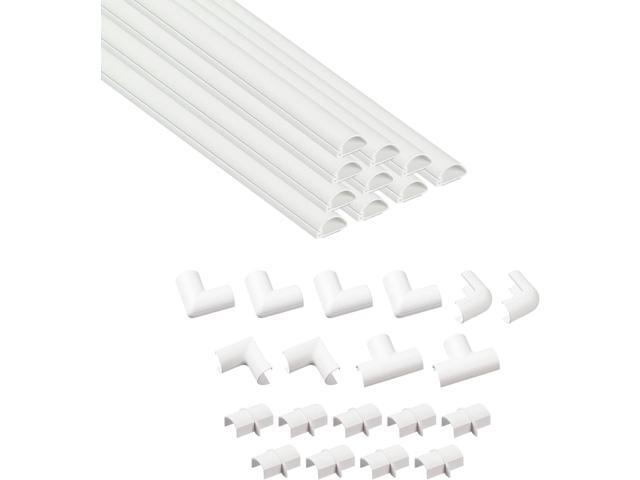 D-Line Half Round Cord Hider, Patented Cable Cover, Hide TV Wall Mount Wires, Raceway for Cords, Decorative Wire Covers, Paintable, Adhesive Cable...