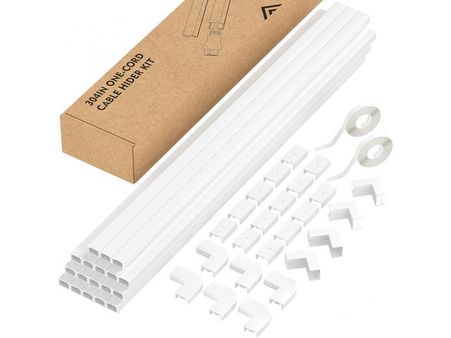 Yecaye 304in Cord Hider, One-Cord Cable Concealer Kit, PVC Wire Covers for Cords on Wall, Paintable Cable Raceway Management, Max for 2 Small Cords...