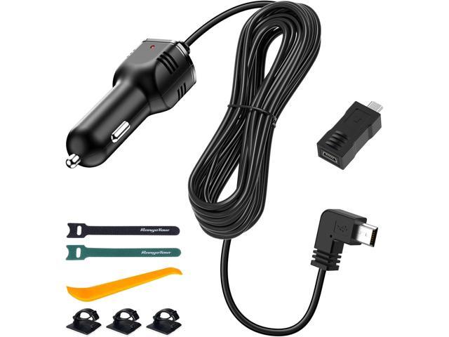 Dash Camera Car Charger, Mini USB and Micro USB Interfaces, L-Type Driving Recorders Power Cord Universal Car Adapter Power Cord 4m/13.12ft 12V/24V...