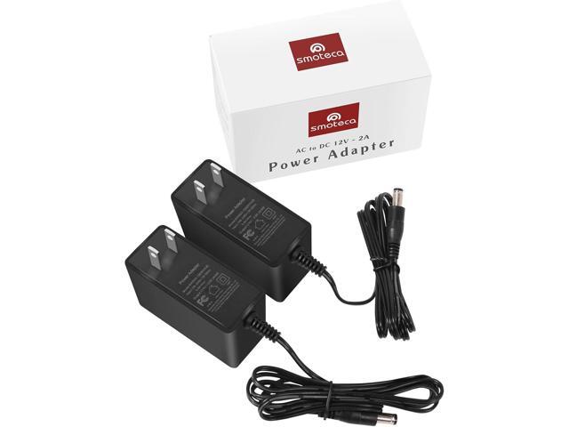 SmoTecQ 12V 2A Power Supply AC Adapter 2 Pack for CCTV Security Camera, Led Strip Lights, Router, Printer, Breast Bump and Other 12 Volt...