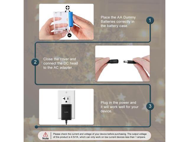 Lenink AC Power Supply Adapter for 3 AA Battery, AA Battery Replacement Adapter for LED Light, Decorations (Black)