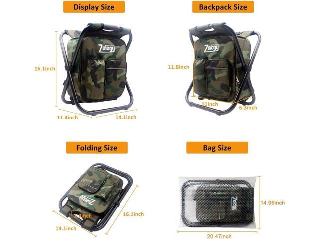 Folding Camping Chair Stool Backpack with Cooler Insulated Picnic Bag, Hiking Camouflage Seat Table Bag Camping Gear, Outdoor Fishing Hunting Gifts...