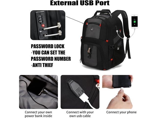 SHRRADOO Extra Large 50L Travel Laptop Backpack with USB Charging Port, College High School Backpack Airline Approved Business Work Bag Fits 17...