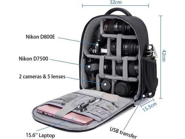 CADeN Camera Backpack Professional DSLR Bag with USB Charging Port Rain Cover, Photography Laptop Backpack for Women Men