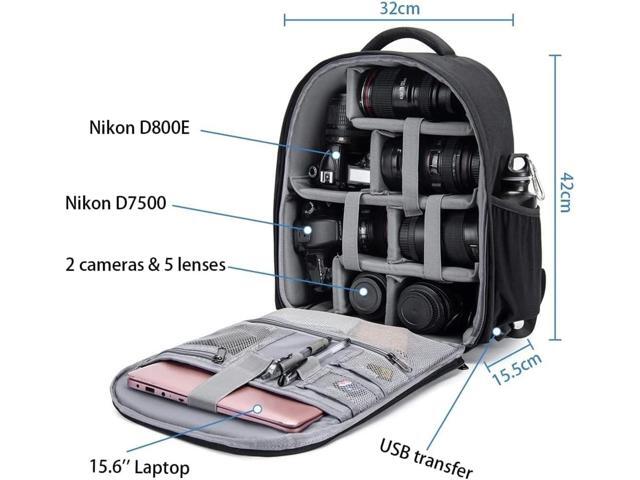 CADeN Camera Backpack Professional DSLR Bag with USB Charging Port Rain Cover, Photography Laptop Backpack for Women Men