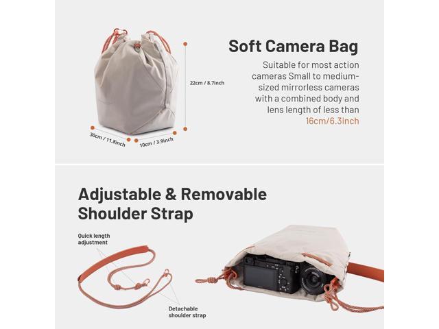 PGYTECH OneGo Drawstring Small Camera Bag, Soft Cute Camera Pouch Handbag compatible with Mirrorless Cameras/Nikon/Canon/Sony/Fuji Camera Case