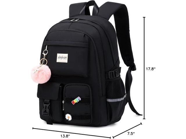 abshoo Big Student Laptop Backpack For College Women Middle High School Teen Girls Bookbag Travel Daypack (Black)