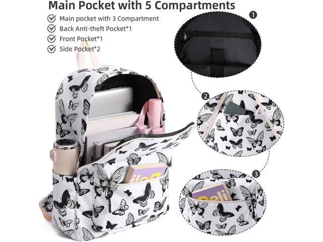 Backpack for Girls, Lightweight Butterfly School Backpack, Waterproof Travel Backpacks, 15.6 inch Laptop Bag for Elementary, High School, Girls,...