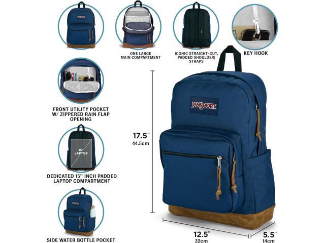 JanSport Right Pack Backpack - Durable Daypack with Padded 15' Laptop Sleeve, Spacious Main Compartment & Integrated Water Bottle Pocket - Black