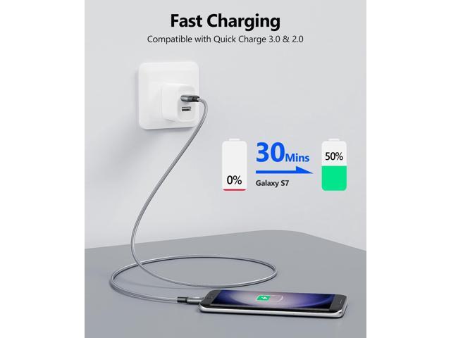 SUNGUY Short Micro USB Cable [3-Pack,1.5ft], Nylon Braided USB to Micro USB 2.0 Fast Charging & Data Sync Cord for Samsung Galaxy S6 S7, Tab 4, LG,...