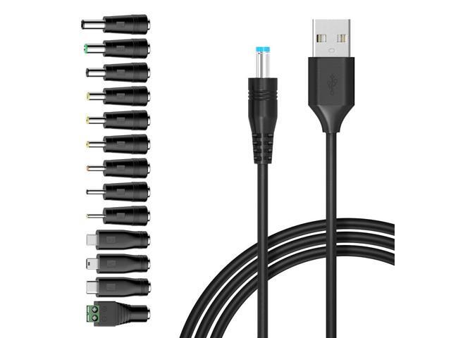 Belker Universal 5V DC 5.5 2.1mm Jack Charging Cable Power Cord, USB to DC Power Cable with 14 Interchangeable Plugs Connectors Adapters Compatible...