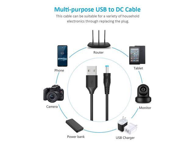 Belker Universal 5V DC 5.5 2.1mm Jack Charging Cable Power Cord, USB to DC Power Cable with 14 Interchangeable Plugs Connectors Adapters Compatible...