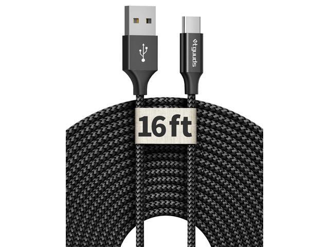 etguuds [ 16ft/5m Extra Long USB C Cable, USB-A 2.0 to Type C Cable Fast Charger Nylon Braided Cord Compatible with Samsung Galaxy Note, LG, Moto,...