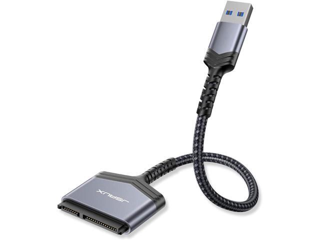 JSAUX SATA to USB A Cable, USB A 3.0 to 2.5 SATA III Hard Drive Adapter Aluminum Shell Nylon Cord External Converter for SSD/HDD Data Transfer-Grey