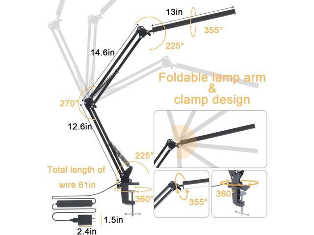 LED Desk Lamp for Home Office, Clamp-On with 5 Light Modes & Auto Shut Off 14W Adjustable Brightness 5000K Eye-Caring Lighting for...