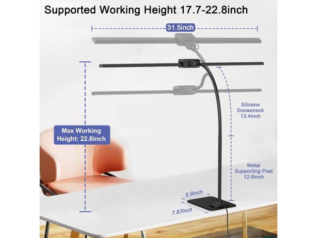 EppieBasic Led Desk Lamp,24W 31.5IN Architect Double Head Desk Lamps for Home Office,Dimmable & 6 Color Modes Extra Bright Modern Table lamp with...