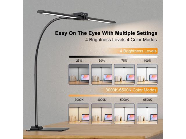 EppieBasic Led Desk Lamp,24W 31.5IN Architect Double Head Desk Lamps for Home Office,Dimmable & 6 Color Modes Extra Bright Modern Table lamp with...