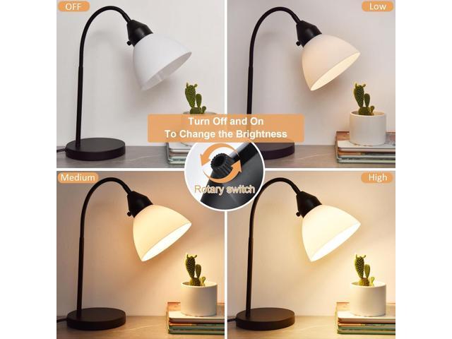LED Desk Lamp for Home Office, 3 Levels Dimmable Reading Light Flexible Gooseneck Table Lamp for Bedside Office, Rotary Switch Control, Bulb Included