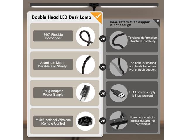 Led Desk Lamp for Office Home - Eye Caring Architect lamp with Clamp,Dual Screen Computer Monitor Gooseneck Smart Light: 24W 5 Color Flexible...