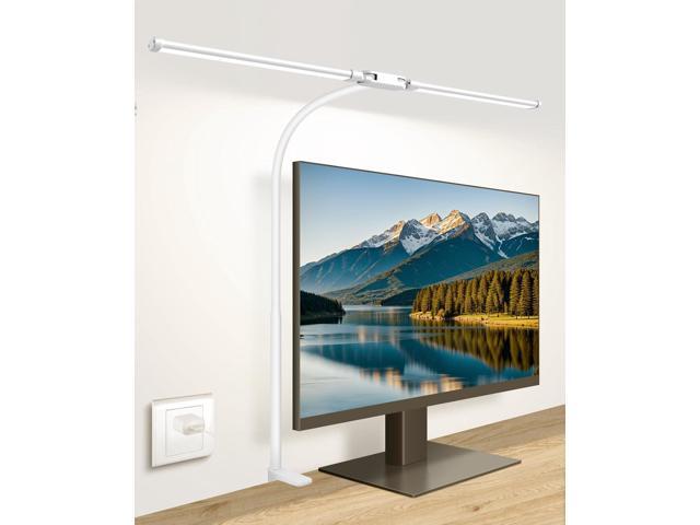 Desk Lamp with Clamp, with 5V 2A Adapter, LED Desk Lamp with Dual Head, 50 Light Modes, Computer Monitor Flexible Gooseneck Lamp, Eye Protection...
