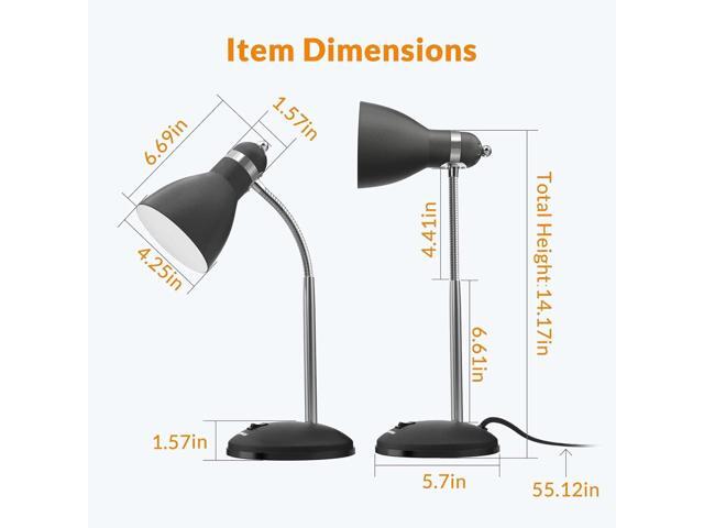 LEPOWER Metal Desk Lamp, Eye-Caring Table Lamp, Study Lamps with Flexible Goose Neck for Bedroom, Home Office (Matte Black)