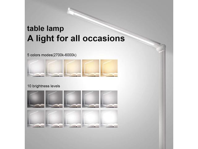 White crown LED Desk Lamp Dimmable Table Lamp Reading Lamp with USB Charging Port, 5 Lighting Modes, Sensitive Control, 30/60 Minutes Timer (White,...