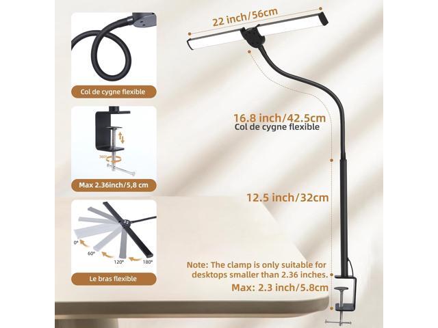 Led Desk Lamp for Home Office, Eye-Care Architect Light with Clamp, Smart Double Head Computer Monitor Table Clip Lamp, Adjustable Flexible...