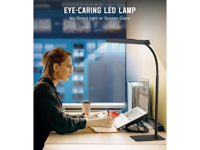LED Desk Lamp for Home Office with Base, Eye-Caring Architect Task Light with Adjustable Gooseneck 12W USB Adapter Touch Control 5 Dimmable...