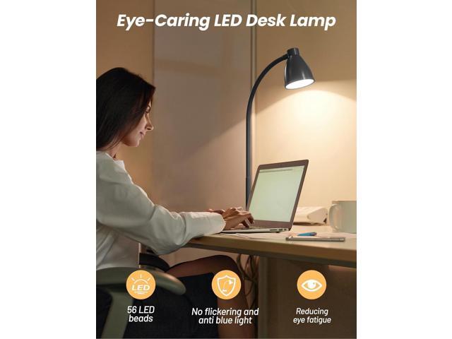 BOHON LED Desk Lamp with USB Charging Port 3 Color Modes Dimmable Reading Light Intelligent Induction Auto Dimming Task Lamp Flexible Gooseneck...