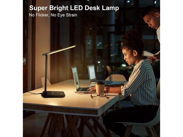 LED Desk Lamp for Office Home, Bright Desk Light with USB Charging Port, Adjustable Dimmable Desk Lamps 5 Modes 5 Brightness, Touch Study Lamp for...