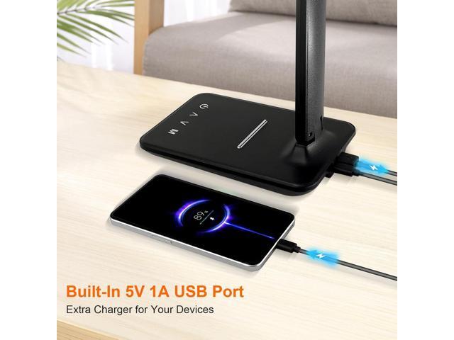 LED Desk Lamp for Office Home, Bright Desk Light with USB Charging Port, Adjustable Dimmable Desk Lamps 5 Modes 5 Brightness, Touch Study Lamp for...