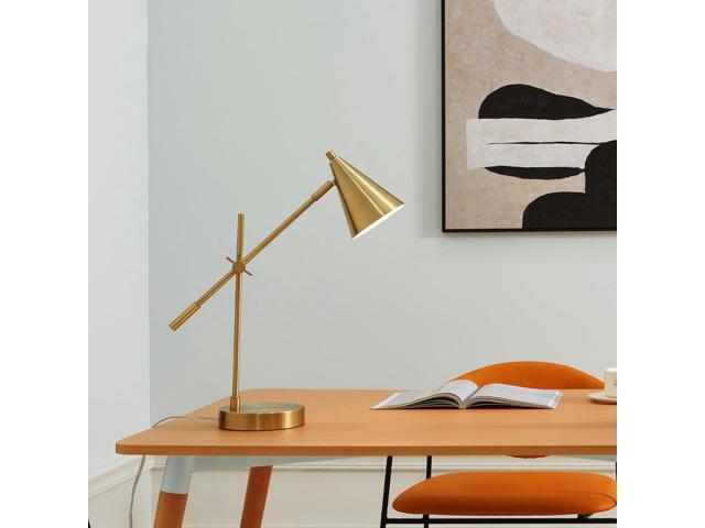GLOBE Electric Novogratz x Tacoma 18' Desk Lamp, Matte Brass, Adjustable Height, Balance Arm, Brass, Rotary Switch on Shade,52887