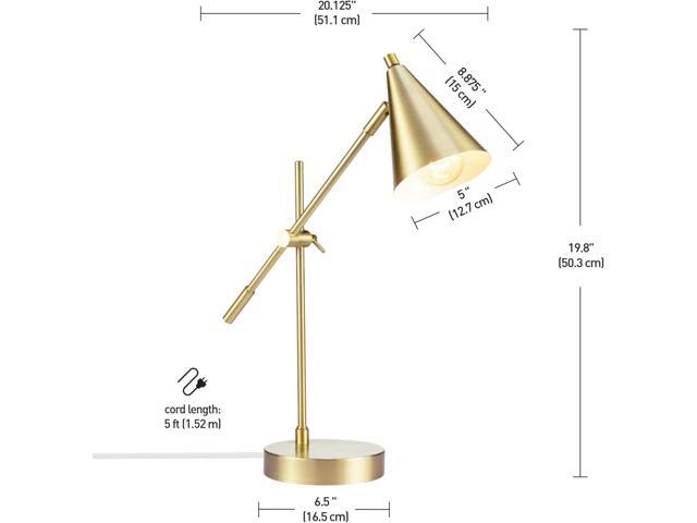 GLOBE Electric Novogratz x Tacoma 18' Desk Lamp, Matte Brass, Adjustable Height, Balance Arm, Brass, Rotary Switch on Shade,52887