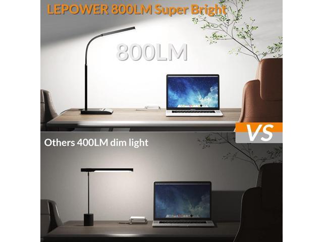 LEPOWER LED Desk Lamp, 800LM for Home Office, 12W Reading, Eye-Caring Desk Light, Touch Table Lamp, Gooseneck Lamp, 50 Lighting Modes, Bright Desk...
