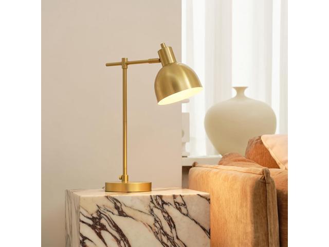 GLOBE Electric 61000058 18' Desk Lamp, Matte Brass Finish, Matte Black Metal Shade, Pivot Joint, On/Off Rotary Switch on Socket, E26 Base Bulb,...