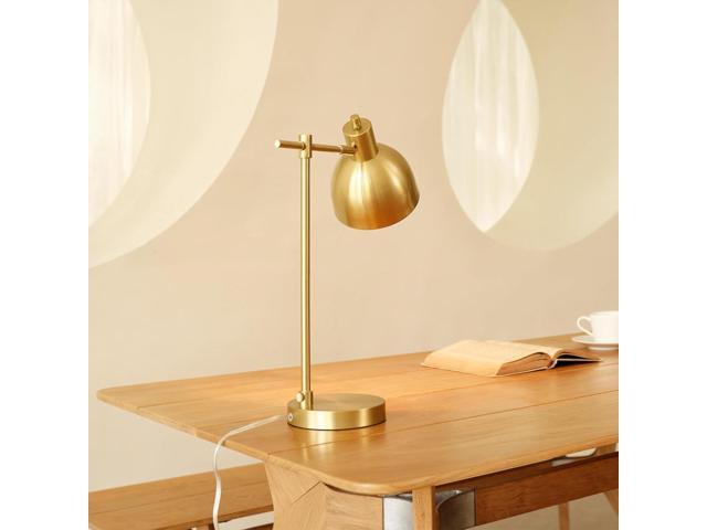GLOBE Electric 61000058 18' Desk Lamp, Matte Brass Finish, Matte Black Metal Shade, Pivot Joint, On/Off Rotary Switch on Socket, E26 Base Bulb,...