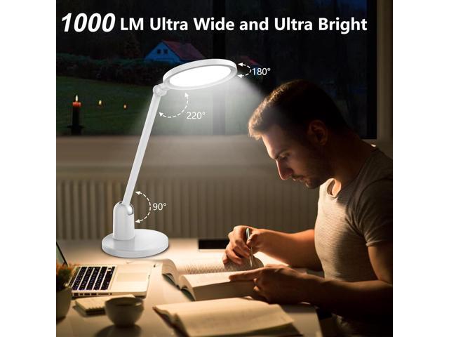 Desk Lamps for Home Office with Stable Base, 1000LM Ultra Bright Eye-Caring Desk Light, 3000K-6000K Dimmable Table Lamp with Stepless Dimming &...