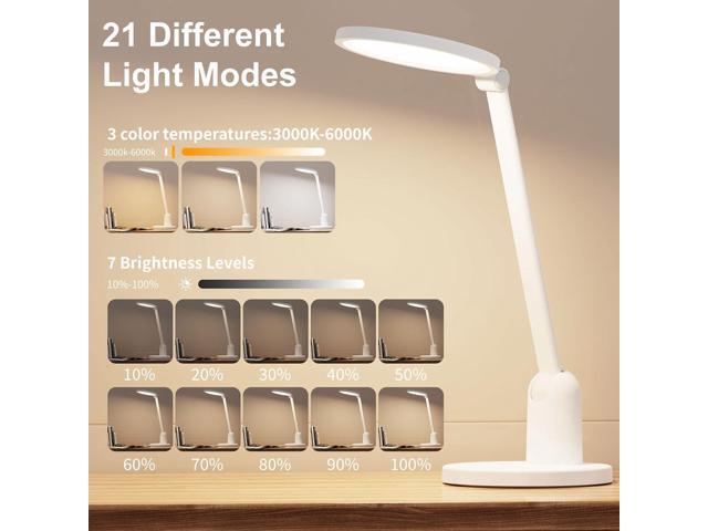 Desk Lamps for Home Office with Stable Base, 1000LM Ultra Bright Eye-Caring Desk Light, 3000K-6000K Dimmable Table Lamp with Stepless Dimming &...