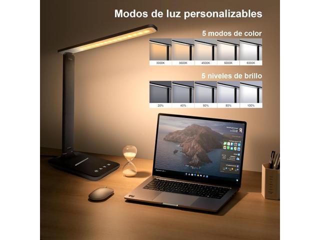 karidi LED Desk Lamp Dimmable Table Lamp Reading Lamp with USB Charging Port, 5 Lighting Modes, Sensitive Control, Foldable Portable Desk Light for...