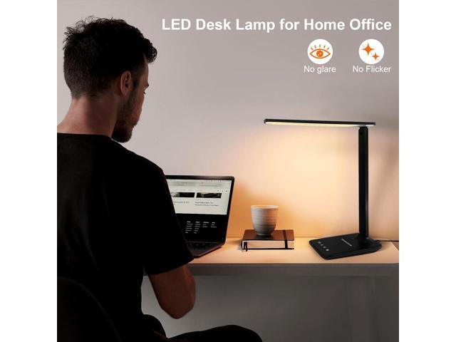karidi LED Desk Lamp Dimmable Table Lamp Reading Lamp with USB Charging Port, 5 Lighting Modes, Sensitive Control, Foldable Portable Desk Light for...