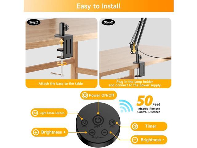 SKYLEO Led Desk Lamp for Home Office - 2400LM Ultra Bright Desk Light -Eye Caring Desk Lamp with Clamp - Adjustable Office Lamp with Remote...