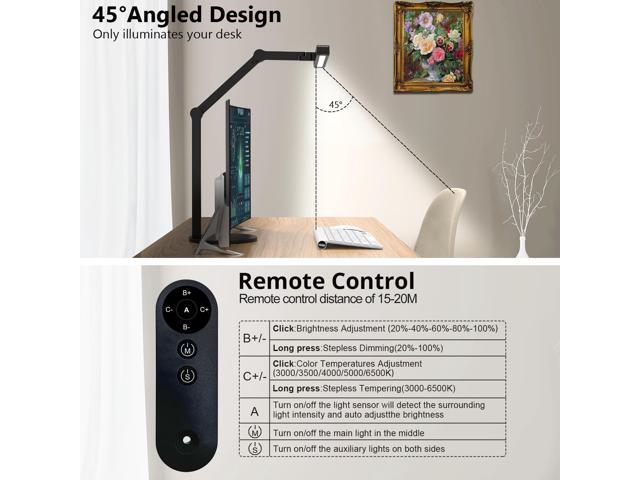 Micomlan Architect Desk Lamp with Remote Control, Adjustable Led Desk Light for Home Office with Base, 24W Bright Auto Dimming Table Light...