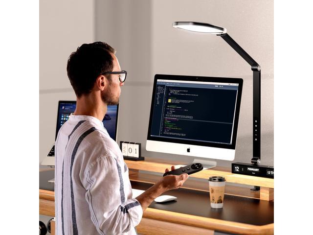 LED Desk Lamps for Home Office, 1200LM Adjustable Swing Arm Desk Light with Clamp, Remote, Memory & Timer, 3000K-6500K Computer Zoom Light for...