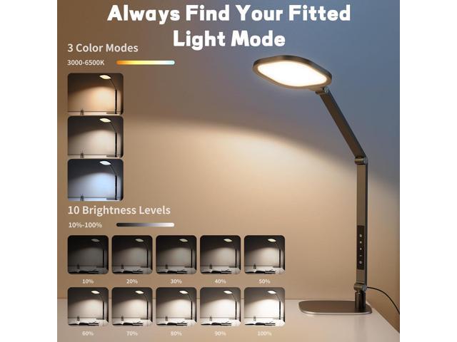 LED Desk Lamp for Home Office, 15W Computer Zoom Lighting with Swing Arm, Memory & Timer Function, Dimmable Desktop Ring Light for Video Calls,...