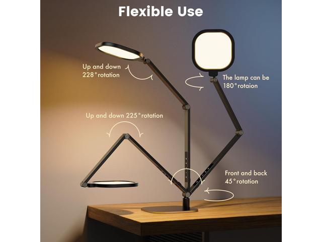 LED Desk Lamp for Home Office, 15W Computer Zoom Lighting with Swing Arm, Memory & Timer Function, Dimmable Desktop Ring Light for Video Calls,...