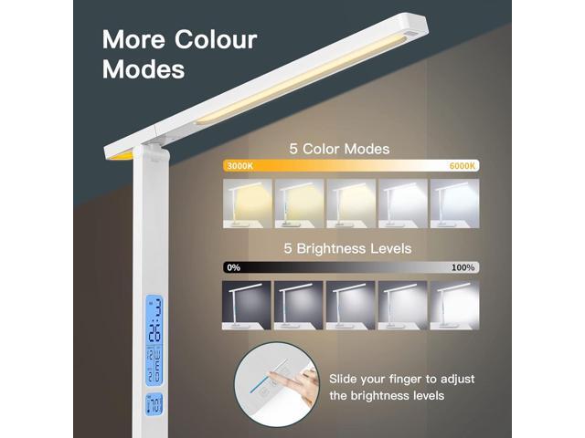 LED Desk Lamp with Wireless Charger: Desk Lamps for Home Office Bedroom, 5 Color Modes & Brightness Dimmable, 2 Night Light