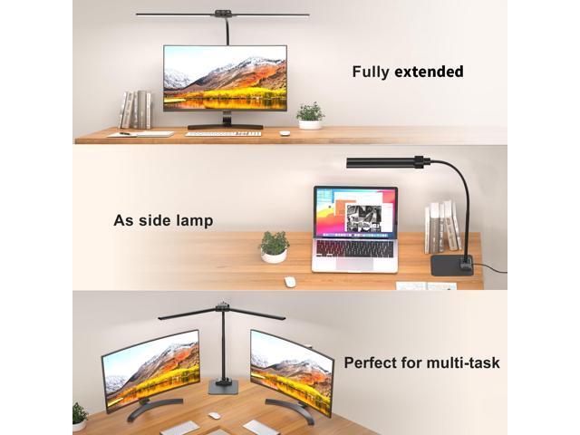 KableRika Desk Lamp Double Light: Bright Led Desk Lights for Home Office - Eye Care Reading Table Lamps with Base - Dimmable Desktop Lighting for...
