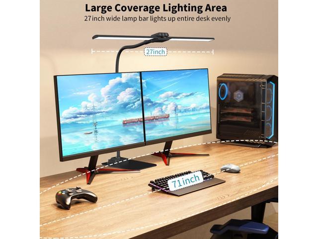 KableRika Desk Lamp Double Light: Bright Led Desk Lights for Home Office - Eye Care Reading Table Lamps with Base - Dimmable Desktop Lighting for...