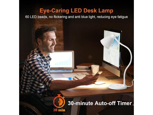 BOHON Desk Lamp for Home Office, LED Desk Light with USB C+A Charging Ports, Wireless Charger, 5 Colors Stepless Dimming Reading Light Timer, Touch...